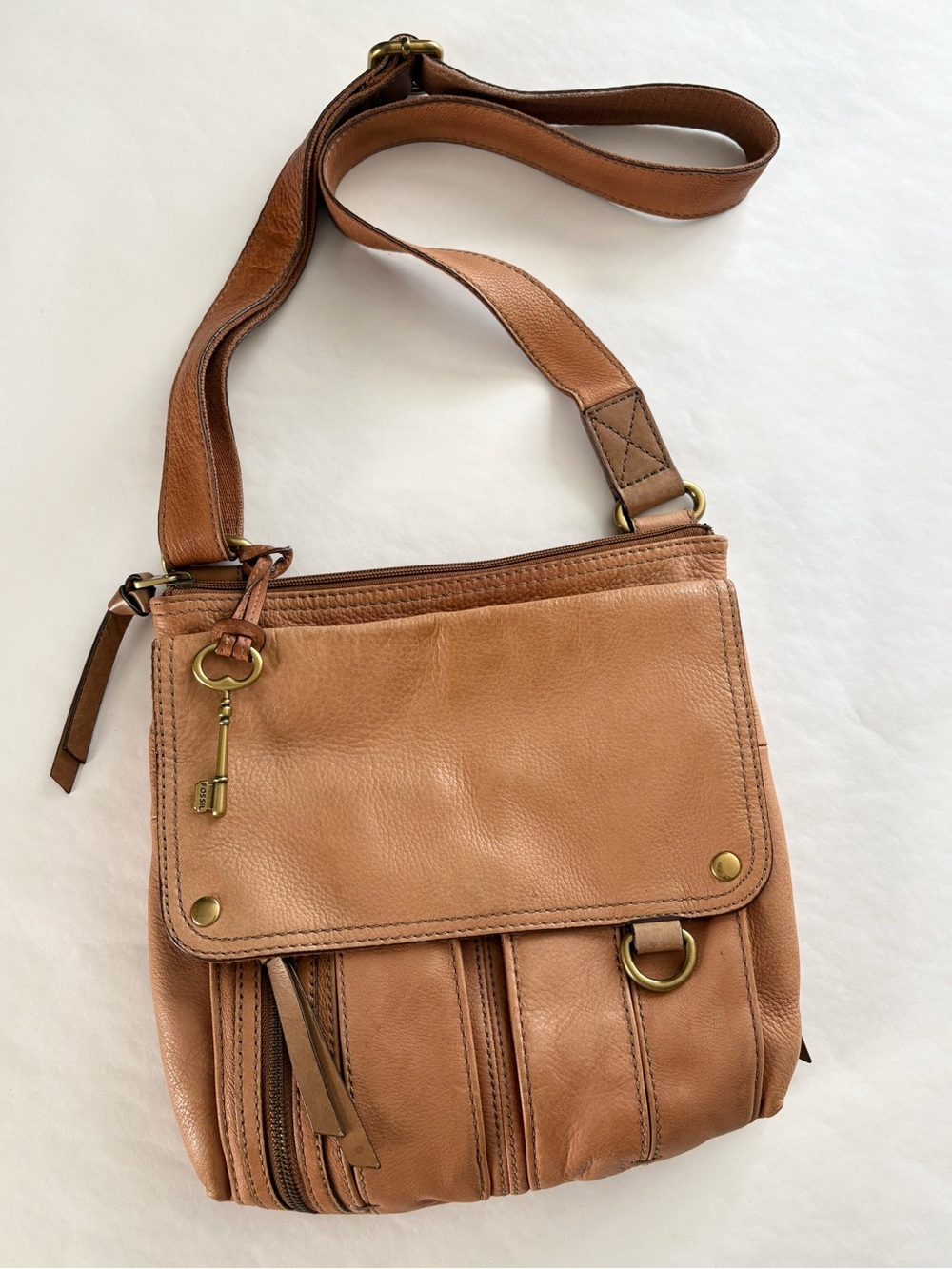 Fossil Morgan Tan Leather Crossbody Bag